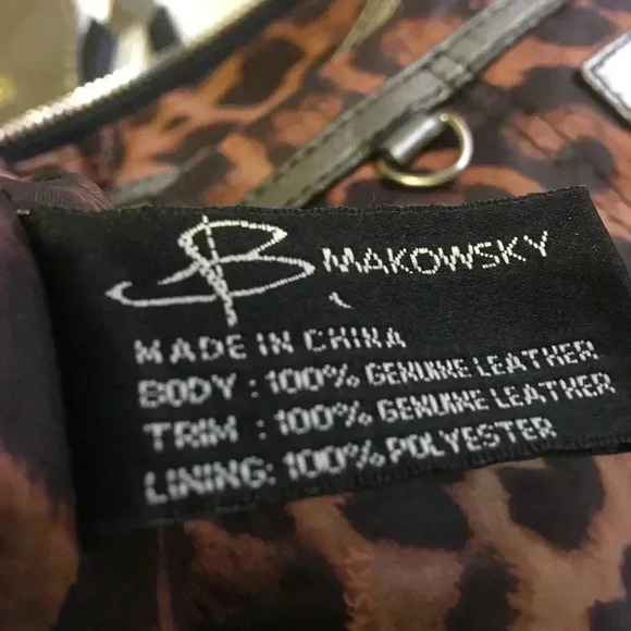 B. Makowsky Black beige silver leather satchel - Picture 6 of 8